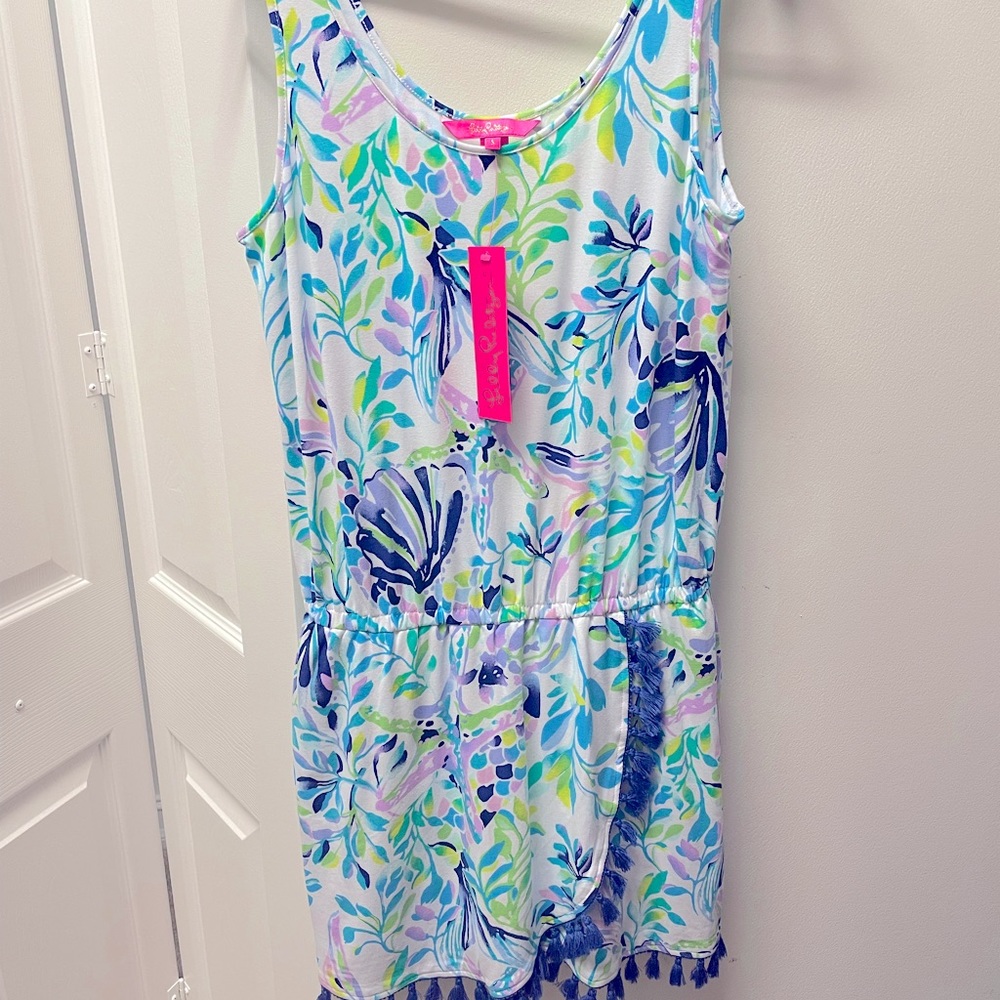 NWT Lilly Pulitzer Jarrett romper resort white shell beach S